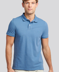 Polo en coton tricoté bleu clair à manches courtes pour homme, couleur unie, respirant, design décontracté, coupe classique, prix abordable, faible MOQ - Product Image 1