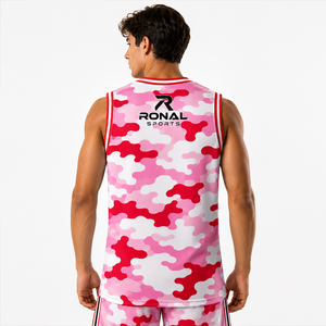 RONAL SPORTS Camouflage Basketball Jersey Sleeveless Quick Dry Polyester <b>Tank</b> Top Unisex Adult All Seasons In Best Sale - Product Image 4
