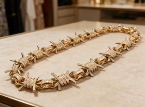 Collar de Moissanita Plateado con Cadena de Alambre de Púas, Joyería para Bodas, Fiestas y Uso Diario - Product Image 4
