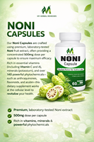 Gélules d'extrait de plante NONI CAPS avec mélange botanique de fruits de Noni de qualité supérieure, emballage sécurisé pour ingrédients naturels