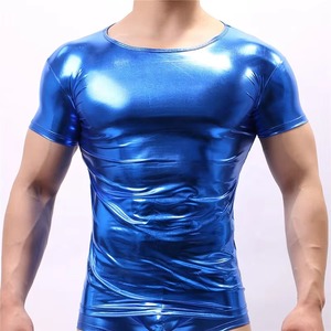 เสื้อยืดหนังแฟชั่นผู้ชาย สินค้าจากโรงงานโดยตรง เสื้อยืดหนังลำลองขายดี - Product Image 4