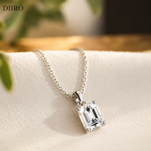 <b>Emerald</b> Cut Diamond Moissanite <b>Pendant</b> Necklace 925 Sterling Silver Claw Setting Trendy Women's Gift - Product Image 3