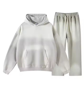 ชุดวอร์มลำลองสไตล์วินเทจ OEM ลายฟอกสี พร้อมเสื้อฮู้ดปักลายและกางเกงขายาวทรงตรงสำหรับผู้ชาย - Product Image 4