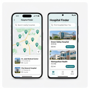 Aplicación RoyalCraft Hospital Finder: Hospitales cercanos, médicos, servicios de emergencia y reserva de citas IOS/Android/Linux/Mac - Product Image 1