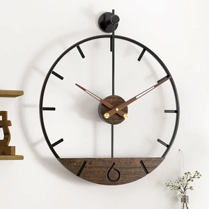 Minimalist Wood <b>Wall</b> <b>Clock</b> Round Analog Quartz Silent Design for Living Room <b>Decor</b> At Best Price - Product Image 1
