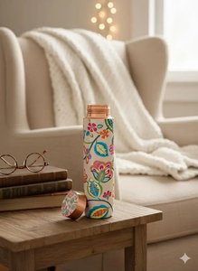 Matte Printed Modern Copper Water <b>Bottle</b> Handmade Polished Copper <b>Flask</b> for Cold Water Storage Travel Office and Sports Use - Product Image 3