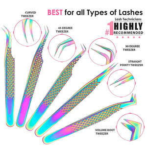 Pince à cils personnalisée avec logo, motif antidérapant, en acier inoxydable, pointe en fibre, pour extensions de cils volume, qualité professionnelle pour salon - Product Image 4