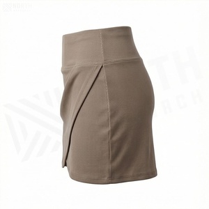 Women High Waist <b>Asymmetrical</b> Wrap Mini Skirt Solid Color Knitted Comfortable All Seasons Style - Product Image 3