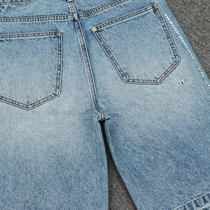Factory Manufacturer High Quality Custom Logo Street Wear Loose Fit Oversized Cargo Canvas Knitted Denim Shorts For <b>Men</b> - Product Image 4