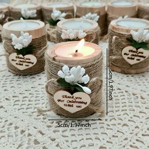12 bougeoirs cylindriques en bois pour décorations de table de mariage et centres de table de douche nuptiale, cadeaux de remerciement pour les invités - Product Image 2