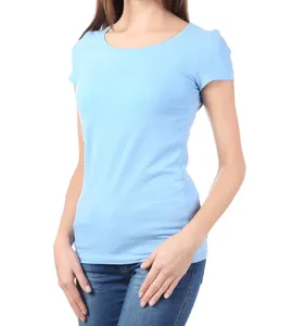 Camiseta Casual Ajustada de Manga Corta con Cuello Redondo y Superficie Lisa para Impresión de Logotipo Personalizado y Marca Minorista - Product Image 1