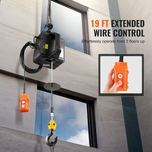 1100 Lbs 2-in-1 argano di sollevamento elettrico 1500W di potenza portatile Winch gru 22.9 ft altezza di sollevamento 13 Ft/min velocità cablata a distanza - Product Image 3