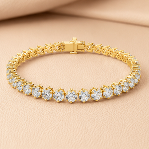 Pulsera de Diamantes de Corte Redondo para Mujer en Oro Amarillo, Oro Blanco y Oro Rosa, Diseño Clásico de Joyería - Product Image 3