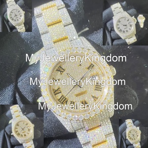 Hot Selling High Quality High <b>End</b> Luxury Fashion Moissanite Stainless Steel Case 10 <b>Bar</b> Water Resistant Glass Crystal No Watch - Product Image 1