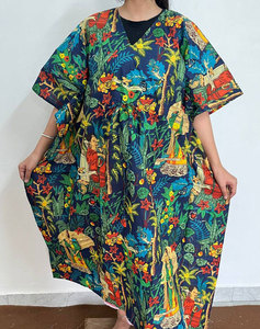 Vestido Kaftán de Algodón Transpirable para Mujer con Estampados Elegantes, Silueta Holgada y Comodidad Perfecta para el Día a Día - Product Image 4