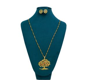 ชุดเครื่องประดับจี้สร้อยคอเจ้าสาวแบบซาอุดิอาระเบียสำหรับผู้หญิงสร้อยคอประดับอัญมณีดูไบชุบทอง - Product Image 1