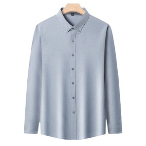 Men's Casual Formal Long-Sleeved Single Breasted Button Collar <b>Patchwork</b> Twill Quick Dry Sustainable 100% Cotton Spring - Product Image 5
