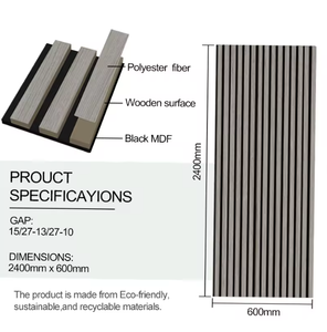 Panneau acoustique moderne en lattes de bois avec noyau en caoutchouc, absorption acoustique hautement efficace pour l'isolation acoustique et l'insonorisation des bâtiments - Product Image 4
