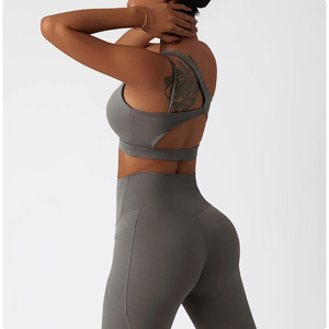 Female Fitness Sports <b>Bra</b> Neck Sports <b>Bra</b> Women Medium Support Yoga Activewear Gray One Shoulder <b>Spaghetti</b> <b>Strap</b> Top Sport <b>Bra</b> - Product Image 5