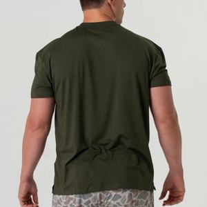 T-shirt décontracté pour homme en coton peigné gris foncé à manches courtes et col rond, coupe ample, style sportswear - Product Image 5