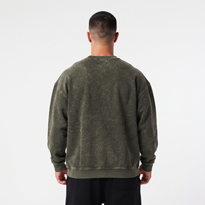 Sudadera de Algodón con Lavado Ácido para Hombre, Estilo Moderno, Hombros Caídos, Logotipo Personalizado en la Parte Delantera, Venta al Por Mayor, Suministro OEM ODM - Product Image 4