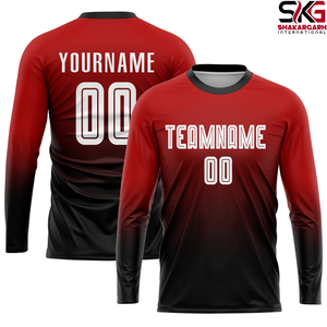 Conjunto de Uniforme de Fútbol Personalizado con Degradado Rojo y Negro, Manga Corta, Equipación Deportiva Estampada para Adultos - Product Image 4
