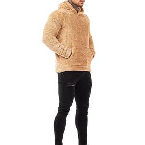 Sweat-shirt à capuche en sherpa marron pour homme, fermeture éclair, polaire épaisse, respirant, chaud, hiver, couleur unie, manches longues, veste tricotée - Product Image 2