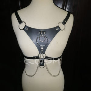 Harnais de poitrine avec anneaux en O et chaînes argentées drapées - Product Image 3