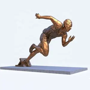 Bronzen Beeld Outdoor Metalen Sportman Sculptuur Levensgrote Running Man Bronzen Standbeeld Voor Huisdecoratie