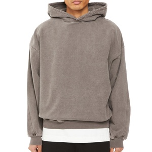 Sweat-shirt à capuche gris pour homme, coupe classique, couleur unie, décontracté, en coton French Terry, avec poche avant, pour l'automne - Product Image 1