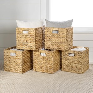 Cesta de Almacenamiento de Jacinto de Agua Tejida a Mano, Plegable para Ropa Sucia, Cesta Organizadora Rústica para Decoración del Hogar, Dormitorio, Sala de Estar - Product Image 6