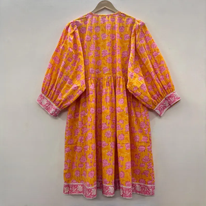 Vestido Casual Midi para Mujer, Tejido 100% Algodón, Estampado Floral, Uso Diario, Manga Corta, Silueta Babydoll, Cintura Imperio, Talla Grande - Product Image 5