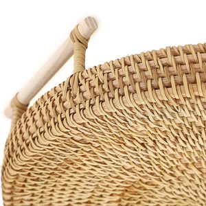Handwoven Rattan Serving Tray with Handles Rustic Woven Decorative <b>Basket</b> Tray for Coffee <b>Table</b> Kitchen Dining Ottoman & Home - Product Image 3