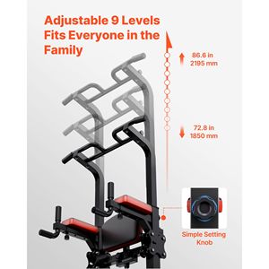 Torre di Allenamento in Acciaio Stabile con Stazione Dip e Piattaforma di Assistenza in ABS, Capacità di Carico 150 kg, a Forma di H e Regolabile - Product Image 4