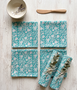 Servilletas de Mesa de Algodón Estampadas a Mano de la India, Lavables, Estilo Rústico, Decoración Boho para Mesa - Product Image 4