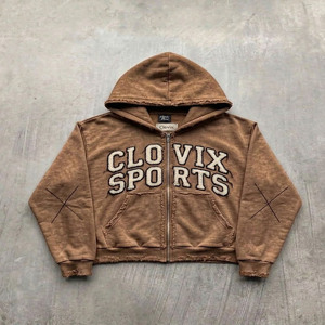 CLOVIX SPORTS Sweat-shirt à capuche zippé pour homme 100% coton, broderie de logo personnalisée, impression en relief, fournisseur en gros - Product Image 5