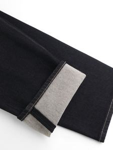 Vaqueros anchos personalizados de mezclilla para mujer, lavado oscuro, de algodón, largos, informales, para otoño - Product Image 3