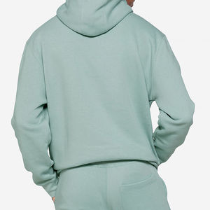 Sweat-shirt à capuche vert clair pour homme, coupe classique, en molleton de coton, couleur unie, logo imprimé sur le devant, vêtement d'automne - Product Image 3