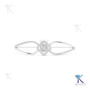 Lab Grown Diamond Geometric Cushion Halo <b>Bracelet</b> 14K <b>Solid</b> Gold Fine Luxury Chain Unisex Party Gift KRUP JEWELS - Product Image 3