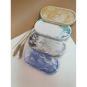 Plateaux en résine ovales et ronds pour l'organisation de la chambre à coucher Élégantes étagères de présentation - Product Image 5