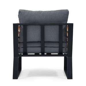 Modern Metal Living Room <b>Chair</b> with Wood Slat Sides and Gray Cushion for Indoor Use - Product Image 5