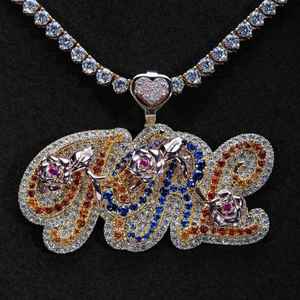 Colgante de Letra Personalizado de Moissanita Colorida, Plata 925, Dijes Iniciales de Lujo Arcoíris, Colgante con Corazón, Regalo para Ella, Fiesta - Product Image 1