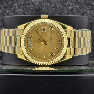 Reloj Automático de Lujo para Hombre, de Acero Inoxidable, Chapado en Oro de 18K, con Fecha, Bisel Estriado, Cristal de Zafiro, Moissanita, Mecánico - Product Image 1