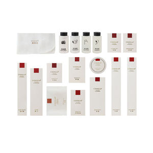 Kit d'accessoires de toilette de luxe OEM 5 étoiles jetables, biodégradables et écologiques pour invités, articles de salle de bain et d'hôtel, pailles - Product Image 1