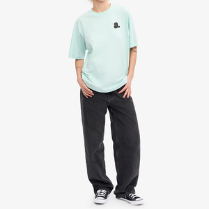 Camiseta de Cuello Redondo para Mujer, Color Verde Menta, Manga Corta, Color Sólido, Estampado con Logotipo, Corte Regular, Informal, para Primavera y Verano, 100% Transpirable - Product Image 3