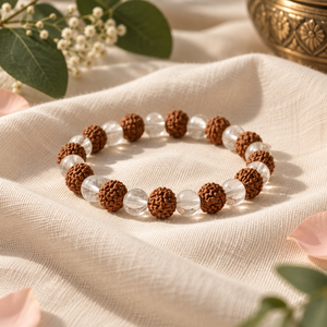 สร้อยข้อมือลูกปัดโลหะผสมทองแดงธรรมชาติ คริสตัลใสทรงกลม ลวดลายธิพษะพุทธ  เทคนิคการฝังลวดลาย ของขวัญแต่งงาน - Product Image 6