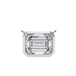 Collier avec pendentif en diamant de laboratoire taille émeraude, serti clos, bijoux géométriques classiques pour femmes - Product Image 1