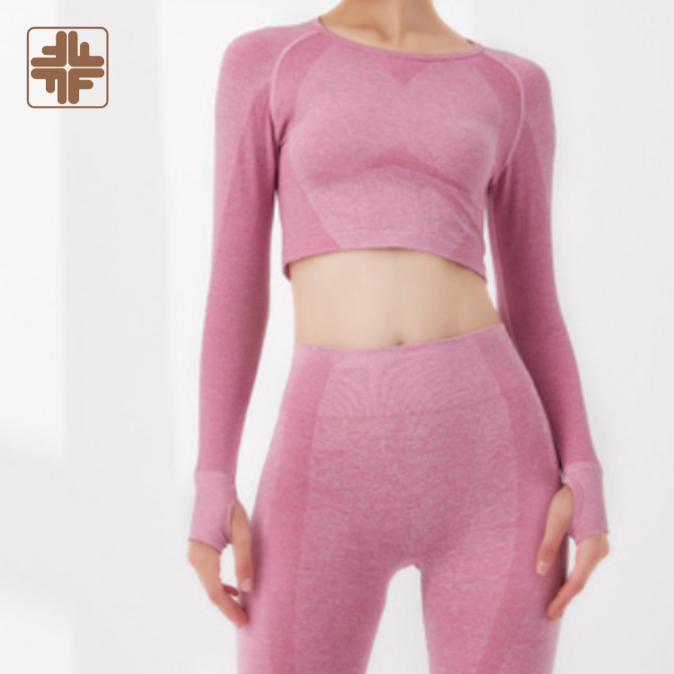 2-Piece Nice Long Sleeve Sportswear & Leggings Yoga Suit Breathable Seamless Eco-Friendly Solid Pattern Clothes