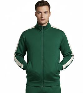 100% Cotton Breathable Casual Solid Autumn Full Length Tracksuit with 300g Fabric <b>Weight</b> <b>Stand</b> Collar Drawstring Closure - Product Image 2