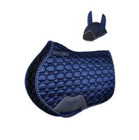 Ensemble de tapis de selle en satin de qualité supérieure avec bonnet d'oreille assorti |   Tapis de selle équestre matelassé |   Équipement d'équitation en gros